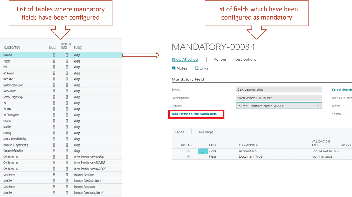 Mandatory Fields — Master Data